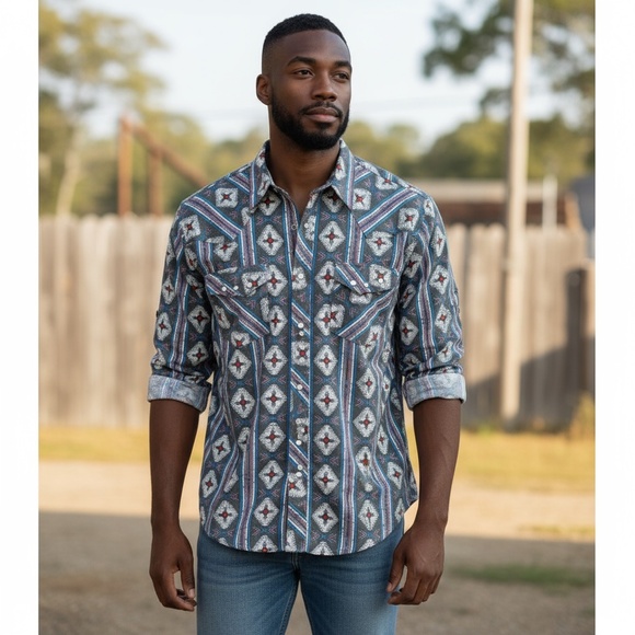 Rock N Roll Denim Western Shirt - Picture 1 of 7